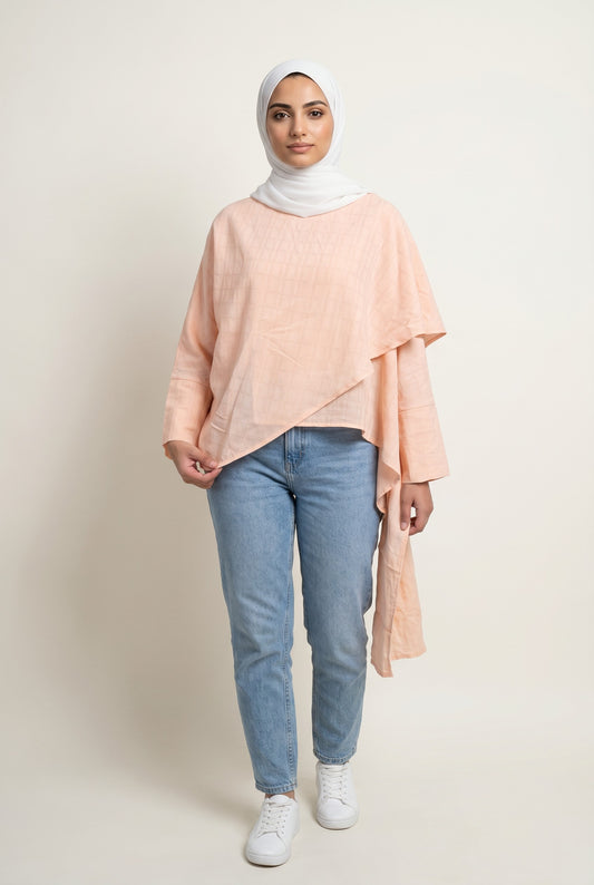 Peach Asymmetric Layered Top
