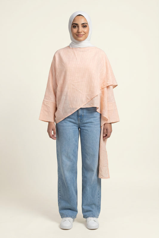 Peach Asymmetric Layered Top
