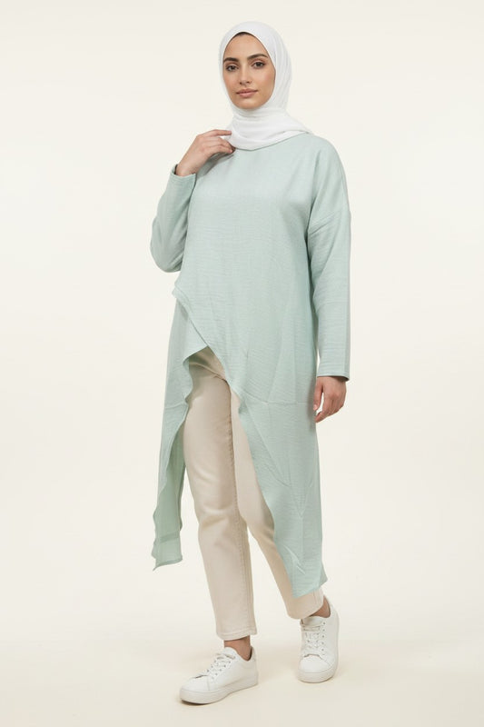Mint Asymmetric Longline Tunic