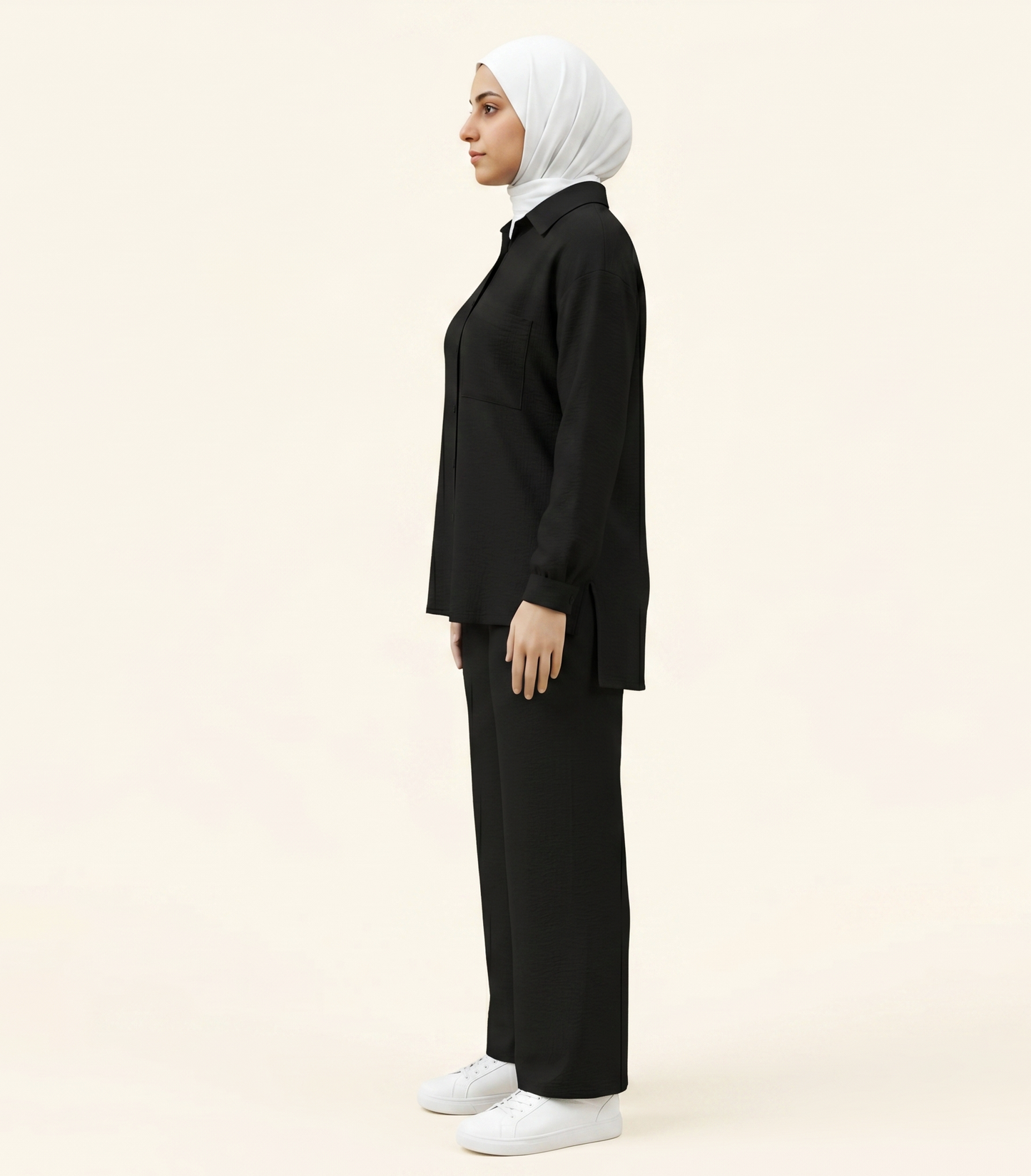 طقم قميص مريح ومنسوج وبنطلون واسع الساقين