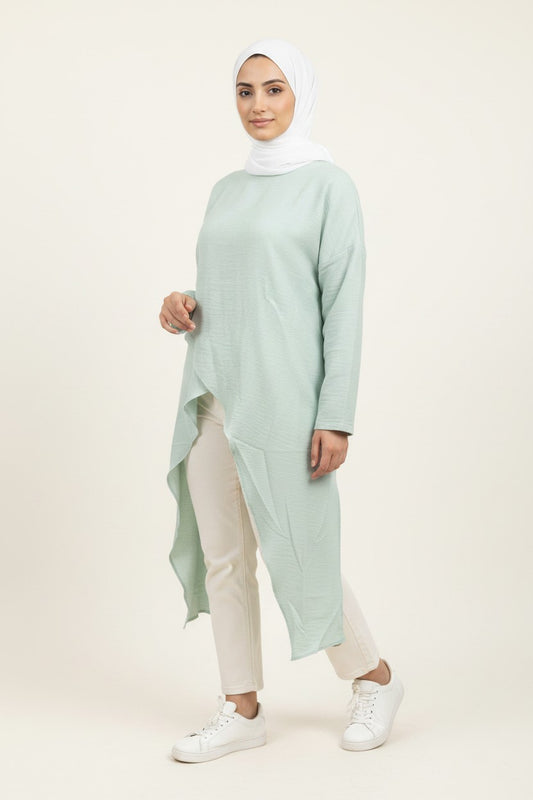 Mint Asymmetric Longline Tunic